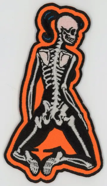 Patch Skeletal Girl Glow in the Dark Rear Dead Pin Up Rockabilly Horror NFP032