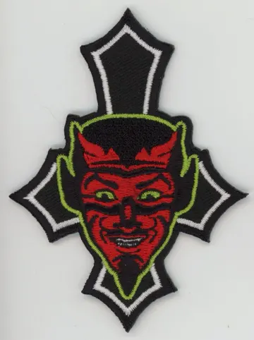 Cross the Devil Patch Halloween Gothic Hail Satan Monster Kid Classic Horror Punk Rock Upside Down Cross Hell Blasphemy Sin Sinner NFP003