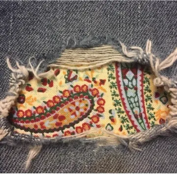 Perfect Paisley in Ivory Fabric Patches "Peek a Boo"  Jean Patches Super Strong Iron On- Denim, Knee Patches, Denim Patches