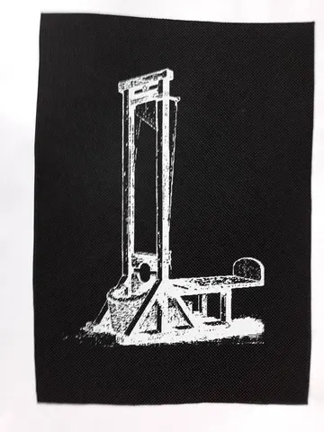 Guillotine Punk Rock Patch - 8x6 " Canvas - Hand Printed by Artists