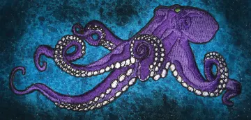 Huge Giant Octopus Octopie Jacket Back Iron on Patch Deep Abyss Purple ready to ship