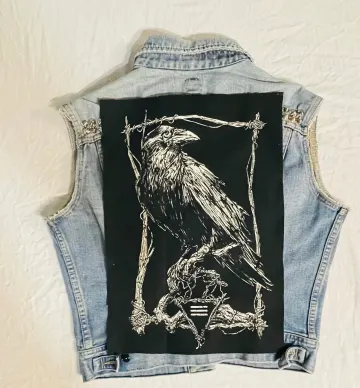 Raven, back patch, raven patch, canvas back patch, cloth patch, canvas patch, goth patch, punk, patch, diy, crow patch, raven, gothic, patch