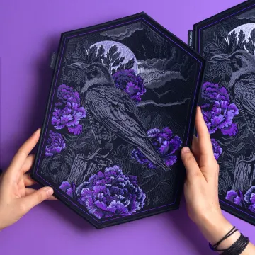 Crow & Peonies Goth Embroidered Patch