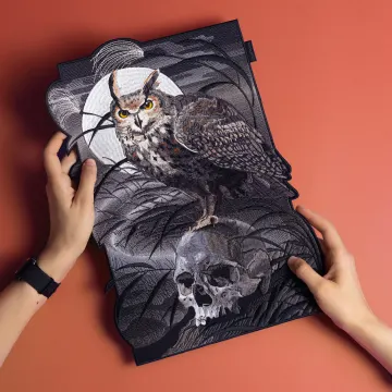 Owl & Skull Embroidered Back Patch