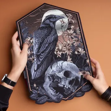 Raven and Skull Embroidered Back Patch