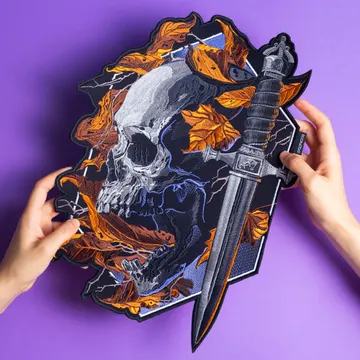 Skull With Dagger Embroidered Patch
