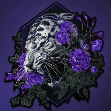 Tiger and Flowers Embroidered Patch