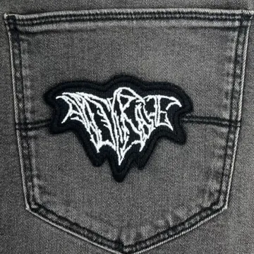 Aaskrähe Embroidered Patch, Aaskrähe Logo Embroidery Denim Patch