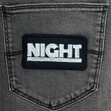 Night Embroidered Patch, Night Logo Embroidery Denim Patch