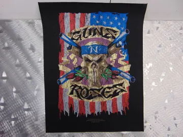 GUNS ‘N’ ROSES  Skull ‘N’ Flag   Official Screen/Print Backpatch (heavy metal)   U.S.A   MAY23