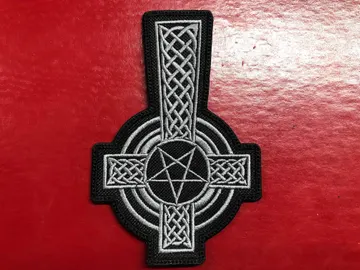 CELTIC CROSS..   Embroidered patch   (black metal)    1295*