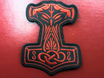 THOR HAMMER GODS   Embroidered Patch  (black metal)   Poland   588*