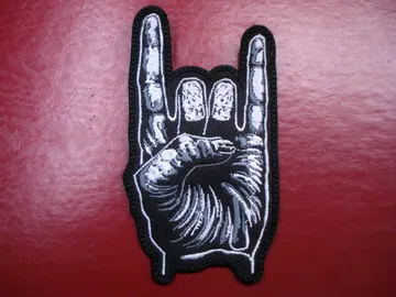 HORNS UP…   Embroidered Patch   (black metal)    Ukraine   1522*