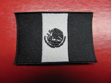 BLACK MEXICO FLAG   Embroidered Patch  (metal nation)  Mexico   3132