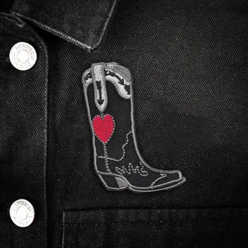 Black Cowboy Boot Patch