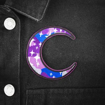 Purple Galaxy Crescent Moon Patch