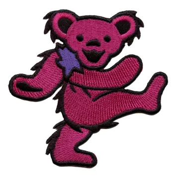 Grateful Dead Pink Bear Patch Medium Iconic Embroidered Iron On