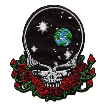 Grateful Dead Space Your Face Patch Skull Roses Embroidered Iron On
