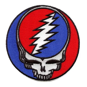 Grateful Dead Steal Your Face Patch Iconic Skull Round Embroidered Iron On - Medium