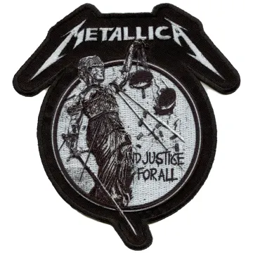 Metallica Metal Band Patch Justice Mono Black/White Sublimation Embroidered Iron-On