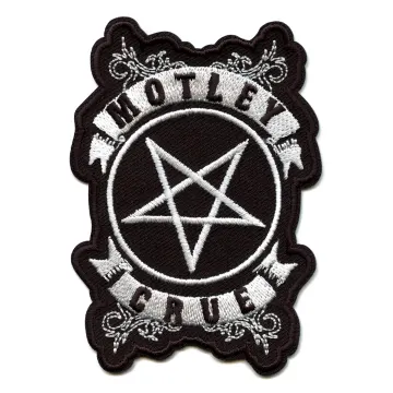 Official Motley Crue Patch Ribbons With Pentagram Embroidered Iron On