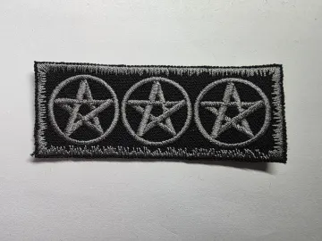 3 Pentagrams Embroidered Patch in Grey
