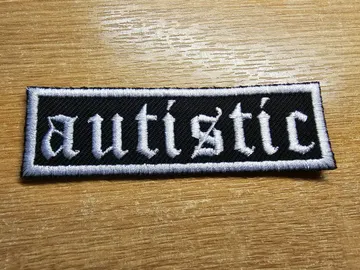 Autistic Old English Tattoo Metal Style Iron On Embroidered Patch Neurodiversity