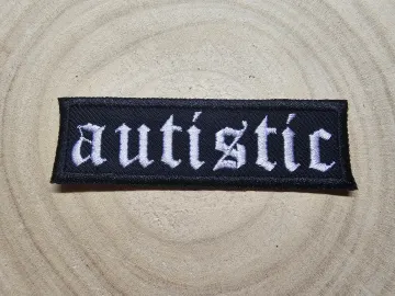 Autistic Old English Tattoo Metal Style Iron On Embroidered Patch Neurodiversity
