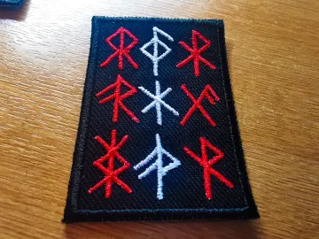 9 Bindrunes Embroidered Red and White Streaks