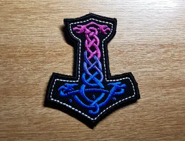 Bisexual Flag Mjolnir Embroidered Patch LGBTQ+ Viking Patches