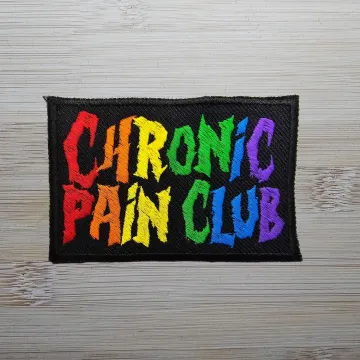 Chronic Pain Club Death Metal Band Logo Style Rainbow Matt Embroidered Patch Spoonie Metal
