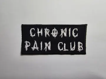 Chronic Pain Club Death Metal Iron On Embroidered Patch Punk Goth Style EDS or Fibromyalgia Black Metal Badge