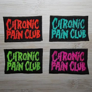 Chronic Pain Club Death Metal Iron On Embroidered Red Patch Spoon Theory Invisible Disability EDS or Fibromyalgia Black Metal