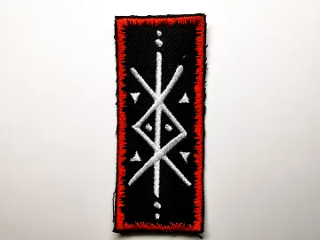 Protection Bindrune Embroidered Patch Red Snowy Border