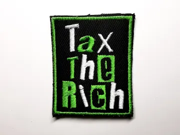 Tax The Rich Punk Style Embroidered Patch Emerald Green