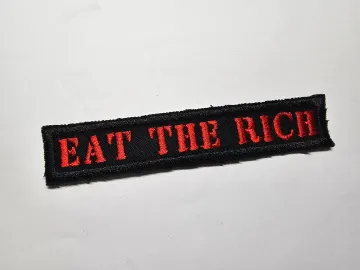 Eat The Rich MINI Embroidered Iron On Patch Politics Punk - Very small! Red and Black