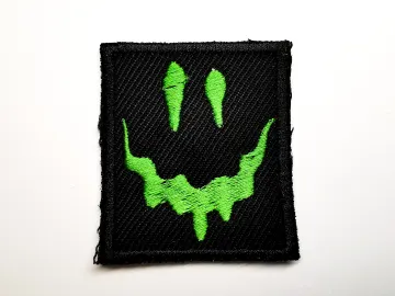 Melting Face Embroidered Patch Emerald Green