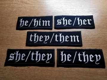 Metal Pronoun Patches Embroidered Old English Custom Pronouns