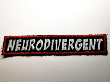 Neurodivergent Embroidered Patch Long Red Snow Comic Book Style