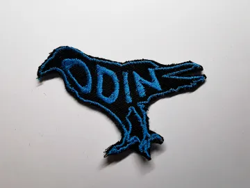 Odin's Raven Embroidered Patch Aqua Blue