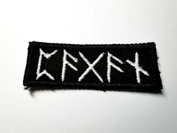 Pagan in Runes SMALL Iron On Embroidered Patch Norse Mythology Viking Black Metal style patch