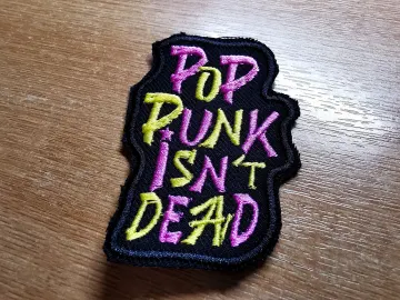 Pop Punk Isn't Dead Embroidered Iron On Patch Pop Punk 2022 Revival MGK Yung Pink and Yellow