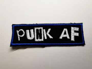 Punk AF Embroidered Patch Electric Blue Border