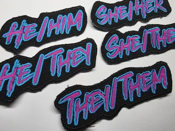 Punk Pronoun Patches Embroidered Cyber Neon