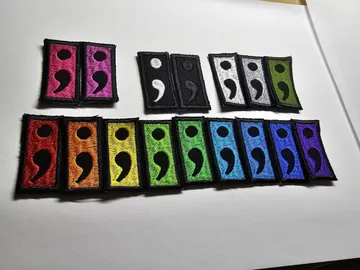 Semi Colon Patch TINY Colourful Gap Filler Mental Health Patches