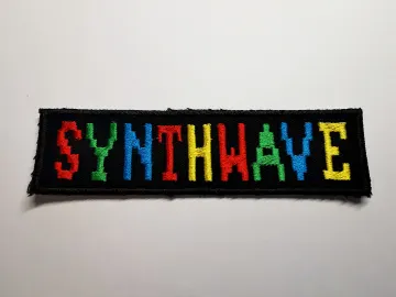 Synthwave Embroidered Patch Retro Multi-Colour 8 Bit Blue, Red, Yellow, Green