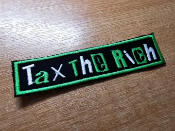 Tax The Rich Embroidered Iron On Patch Politics Punk Emerald Green