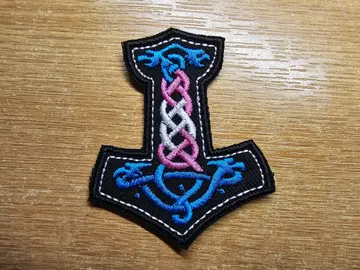 Transgender Flag Mjolnir Embroidered Patch LGBTQ+ Viking Patches Trans
