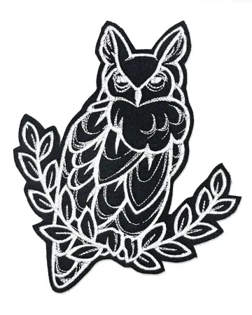 Great Horned Owl & Laurels Large Patch