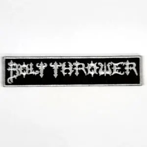 Bolt Thrower – White OG logo on black cloth embroidered BOLTB05